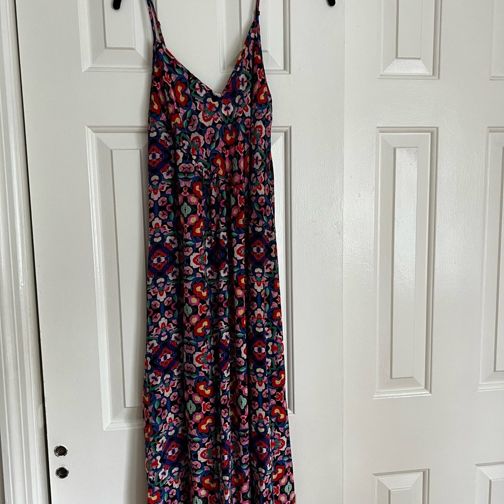 Yumi Kim Red and Pink Ruched Maxi Sundress